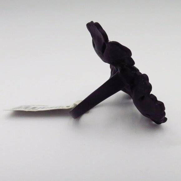 NWT J. Crew Dogwood Blossom Matte Black with Gems Cocktail Ring Size M - Picture 6 of 16